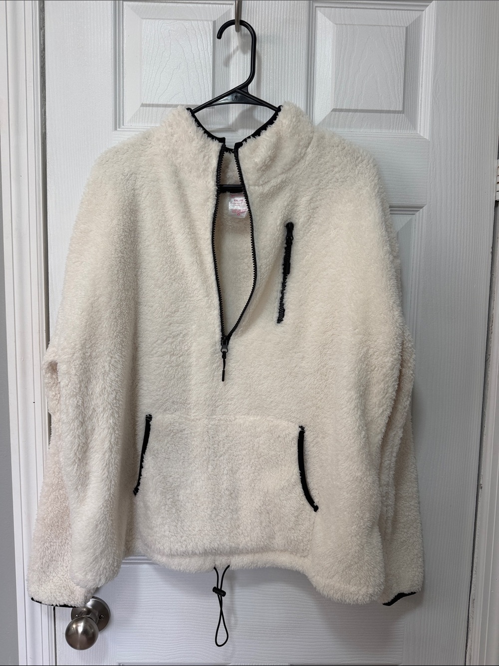 No Boundaries Cream Sherpa Pullover with Black Trim